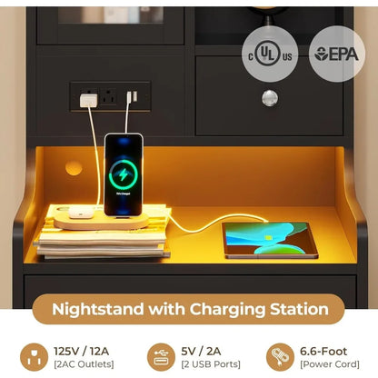 LED Night Stand with Charging Station