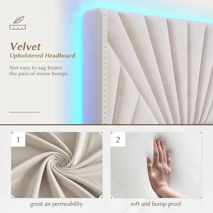 Modern Velvet Headboard With LED