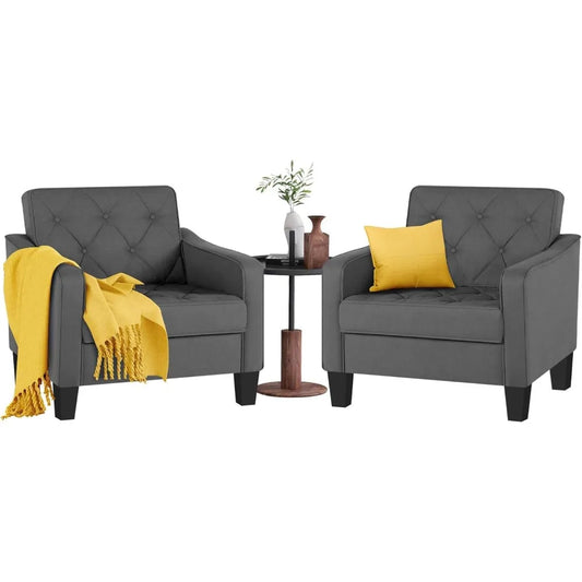 Tufted Club Chairs Set of 2,