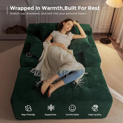 Comfy Oversized Chaise Lounge with Pillows