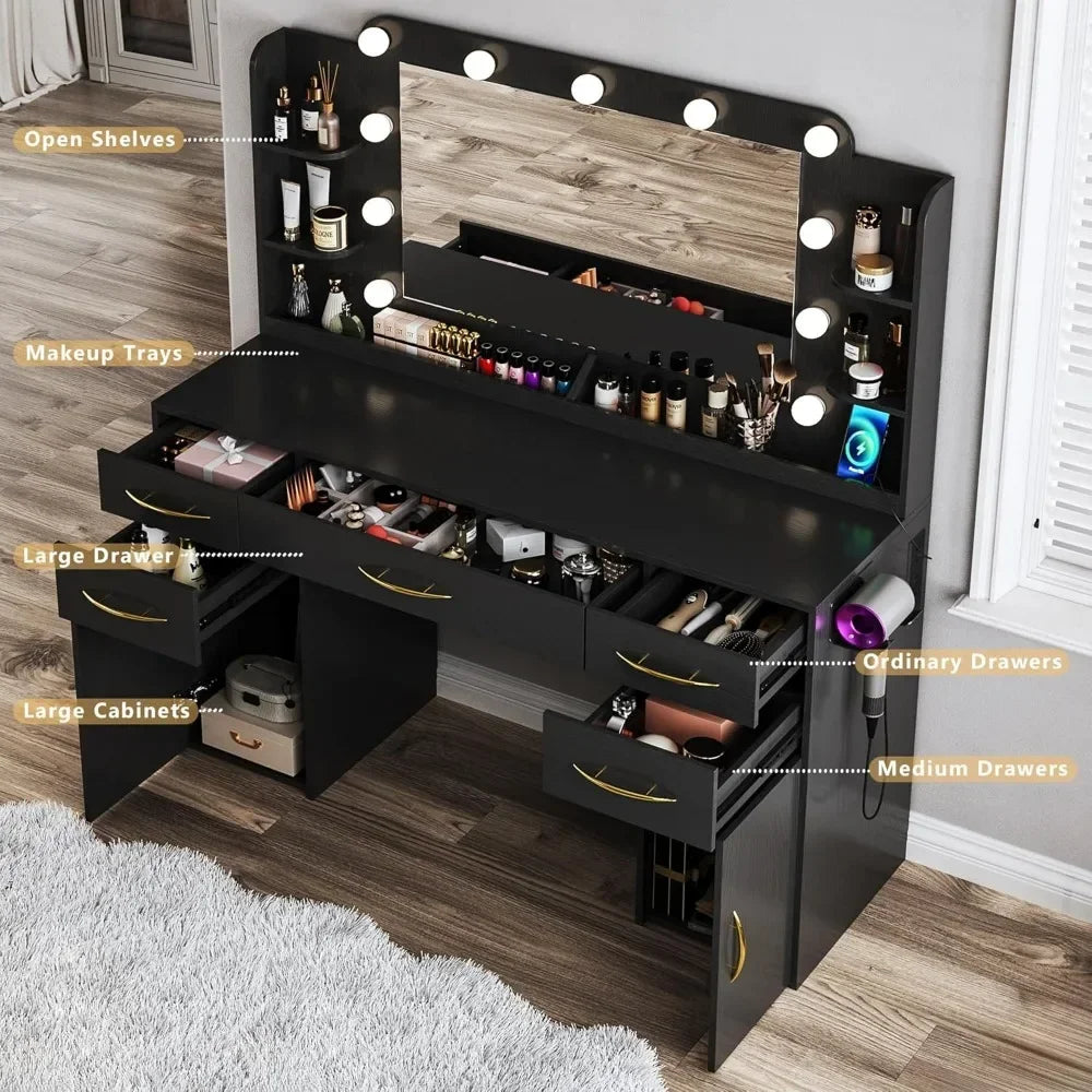 Hollywood Vanity With Large Mirror & Lights