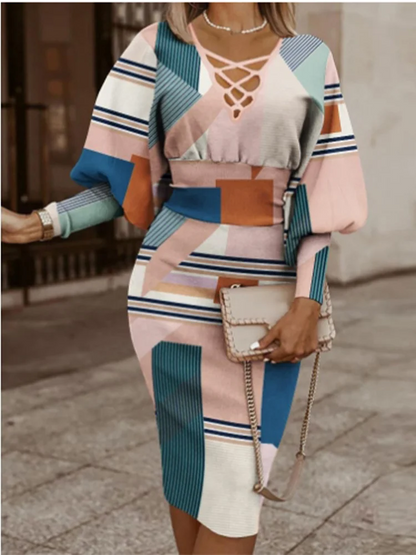 Geometric High Waist Dress