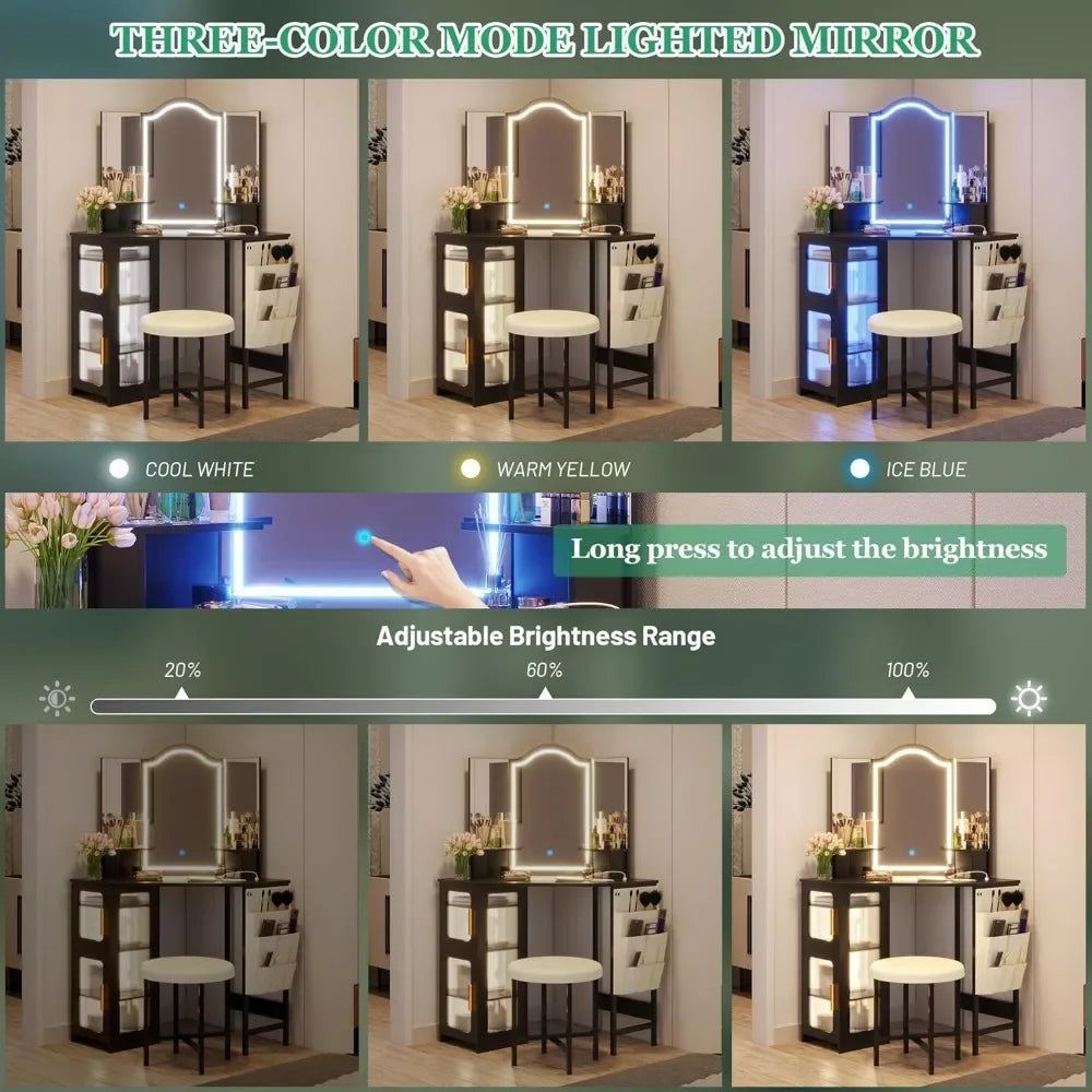 Charming Makeup Vanity with Charging Station